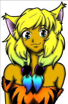 Cute cat girl colored