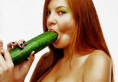 girl with cucumber