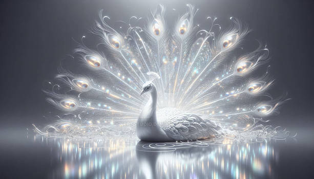 White Peacock in Landscape