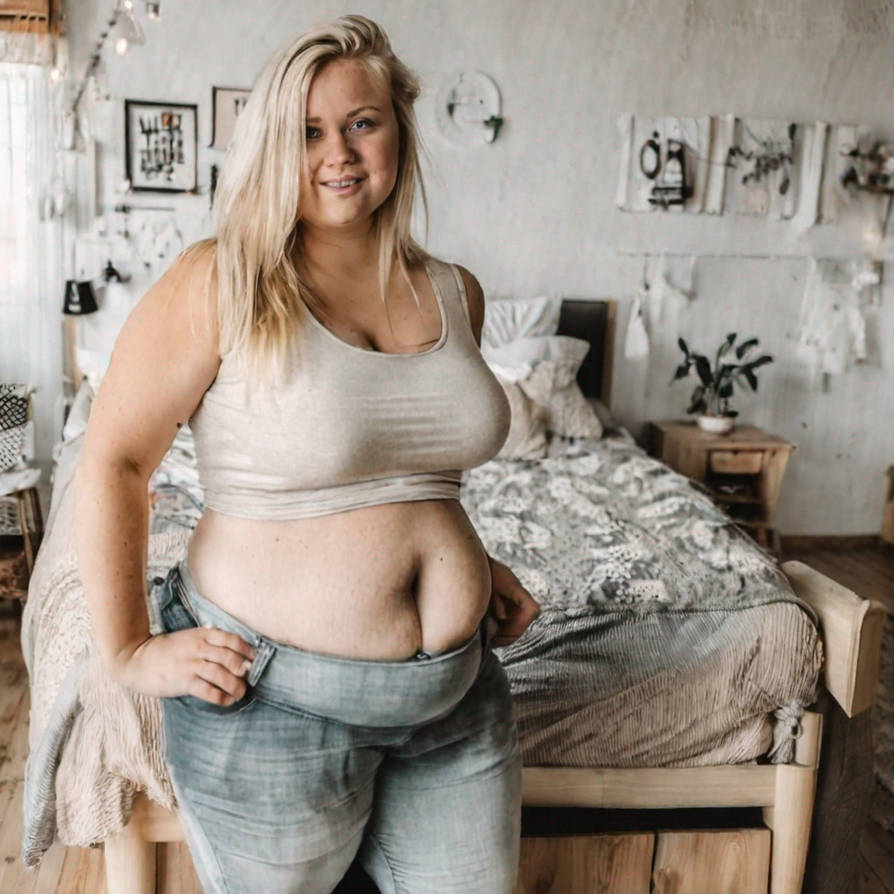 Blond girl with a big belly
