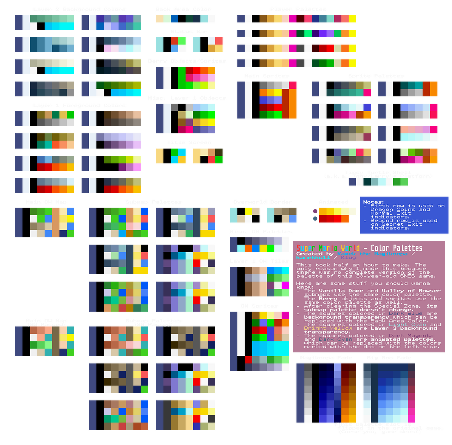Super Mario World - Color Palettes by kamekthemagikoopa on DeviantArt