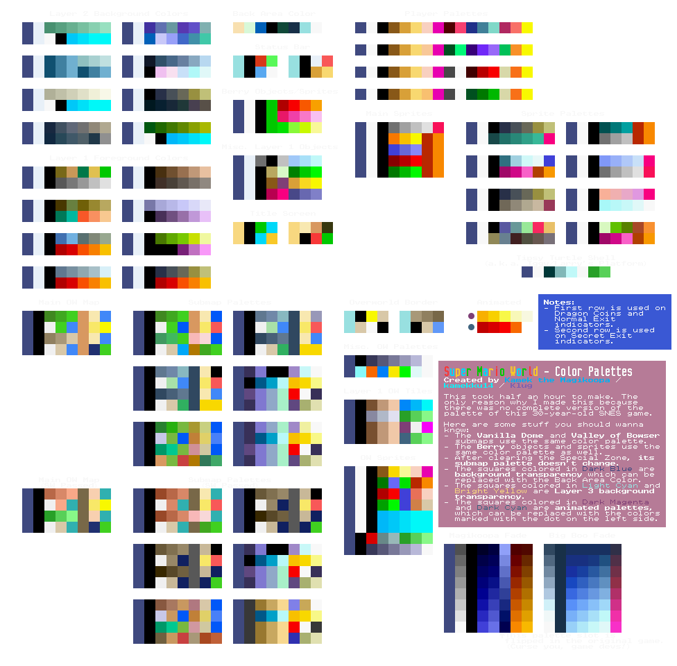 Super Mario World Color Palettes By Kamekthemagikoopa On DeviantArt super-mario-world-color-palettes-by-kamekthemagikoopa-on-deviantart