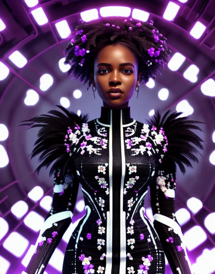 Black Woman Android Full Body Portrait In A Dres by PortokaliDesign on ...