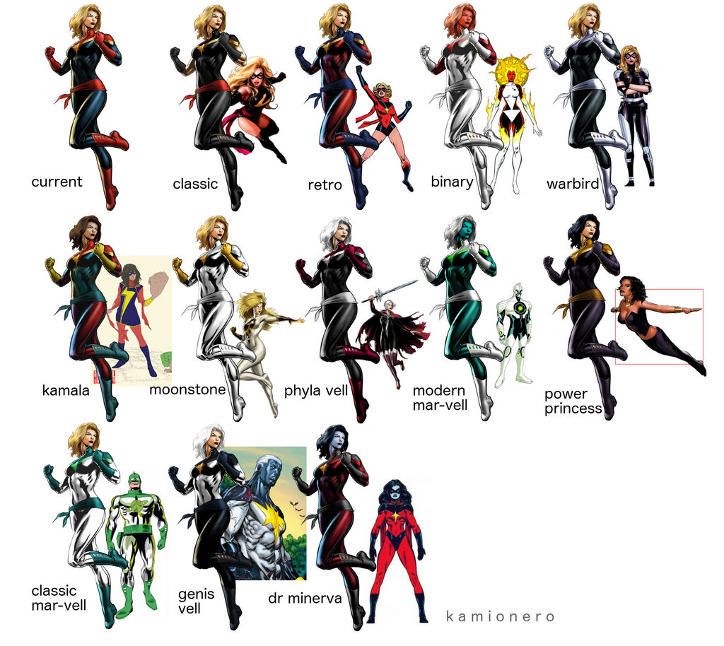 Captain Marvel Color Schemes by kamionero on DeviantArt