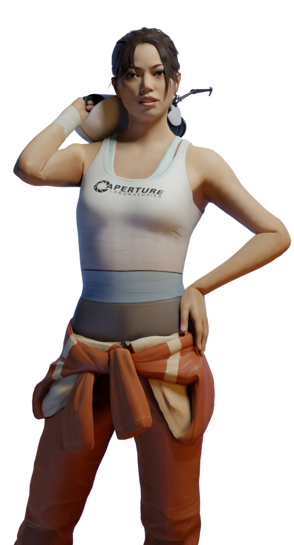 Chell In Game Model (Portal/Blender) Chell by TheRedFox189 on DeviantArt