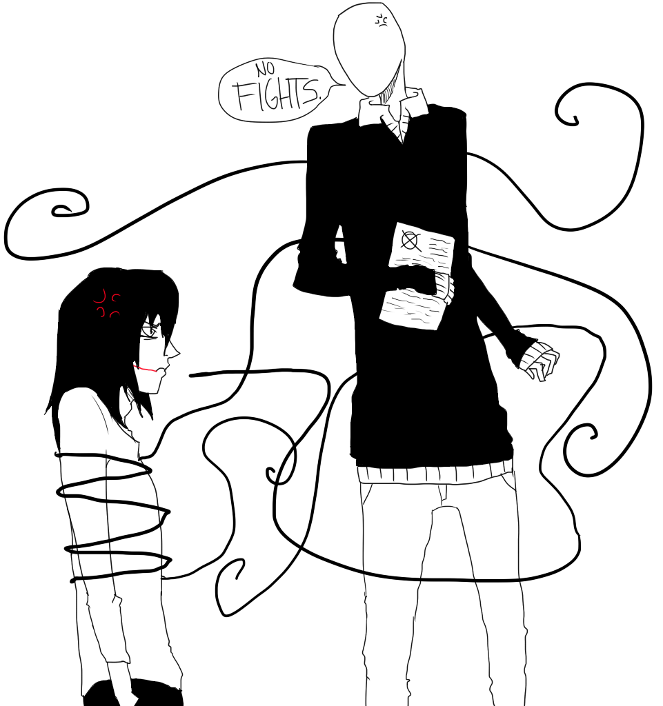 slender man, bamiko, and jeff the killer (original and 1 more) drawn by  nanju_bami