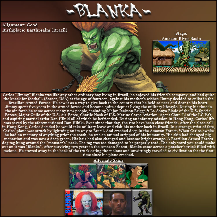 Check out Blanka's story that has him trying to promote his Blanka