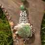 Green moon assemblage necklace/ pendant