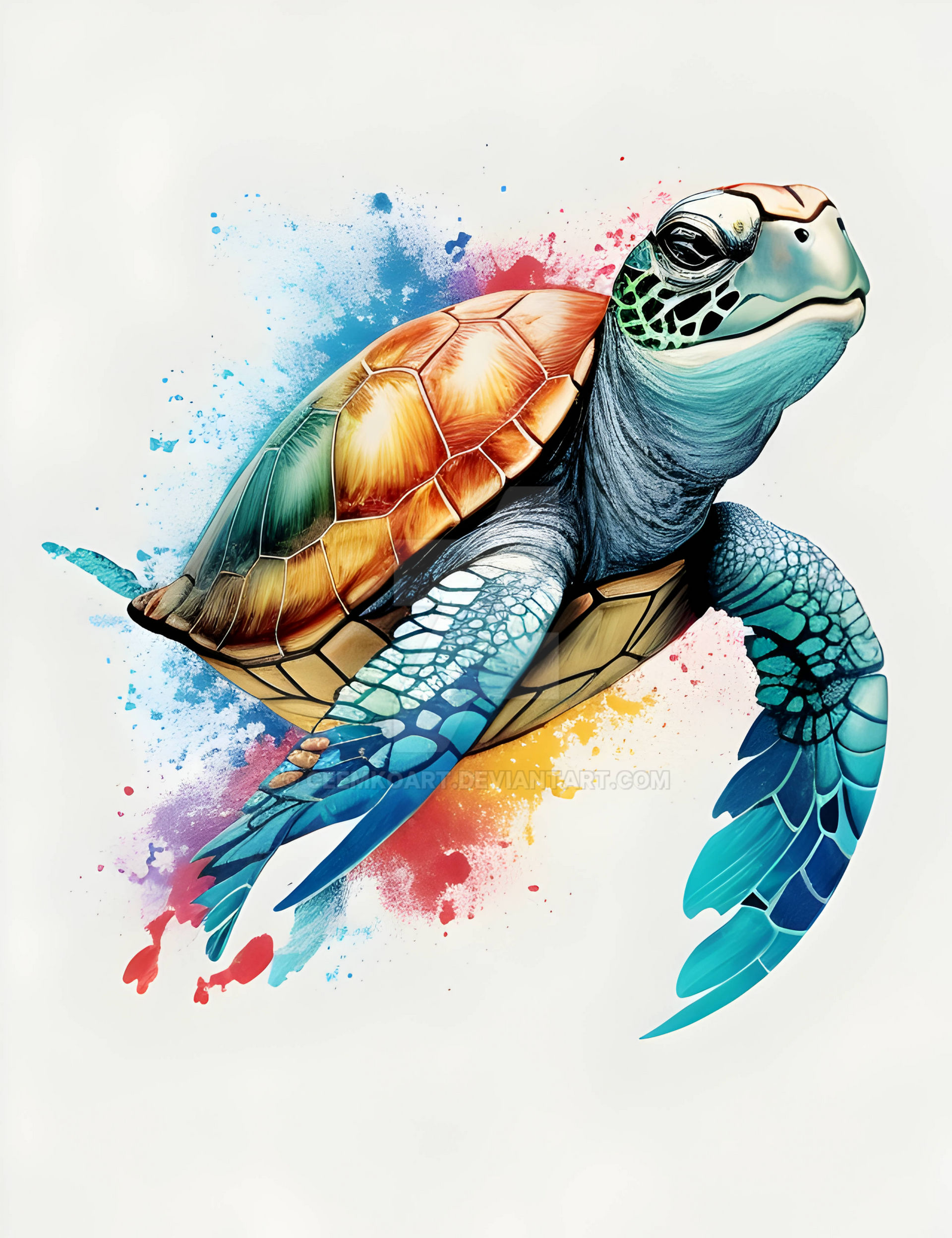 Colorful Serenity: Vibrant Turtle Image by CeemkoArt on DeviantArt