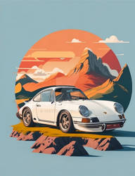 Retro Porsche Serenity: Vintage Elegance in Sunset