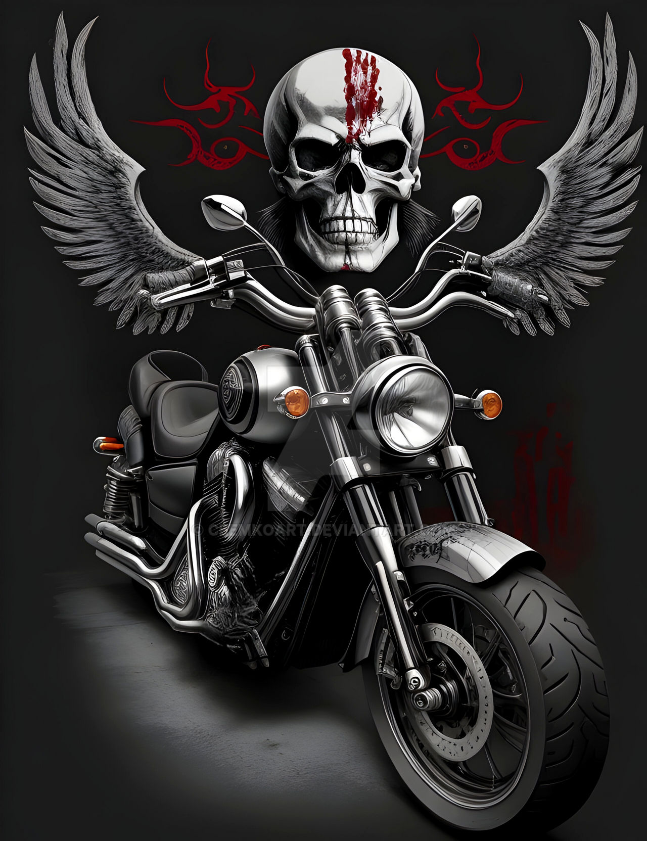 Red Skull Rider Skull Rider: Motorcycle Clan Art by CeemkoArt on DeviantArt