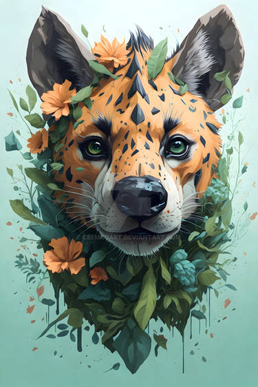 Hyena Floral Portrait