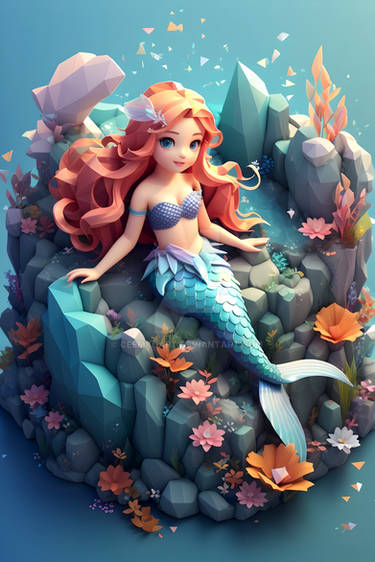 Underwater Dream: Isometric Mermaid Illustration