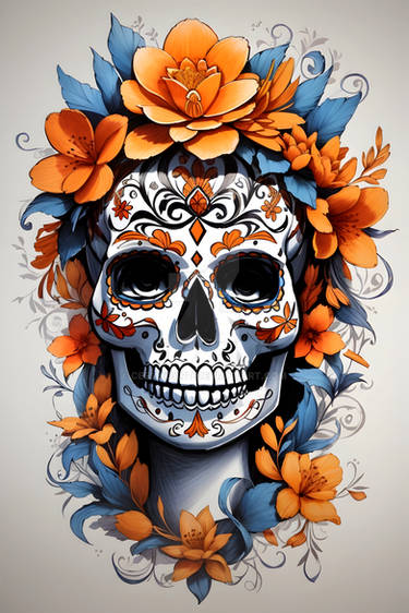 Catrina Skull Portrait - Blossoming Afterlife