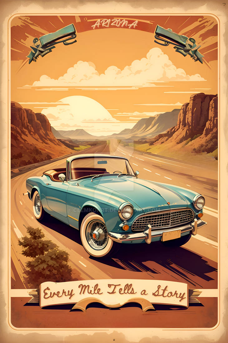Every Mile Tells A Story Vintage Retro Car Poster By CeemkoArt On every-mile-tells-a-story-vintage-retro-car-poster-by-ceemkoart-on