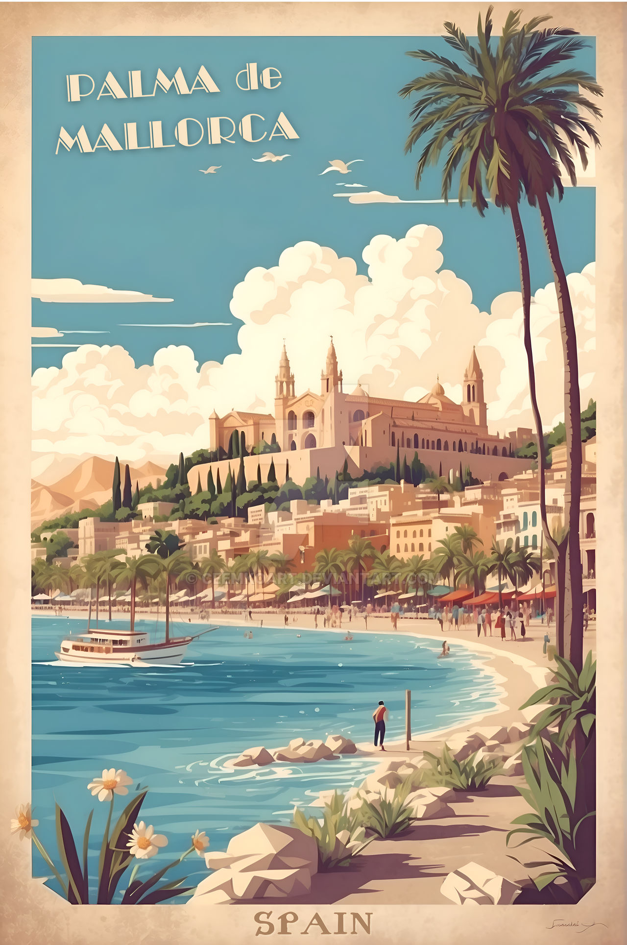 Palma de Mallorca Vintage Retro Travel Art by CeemkoArt on DeviantArt