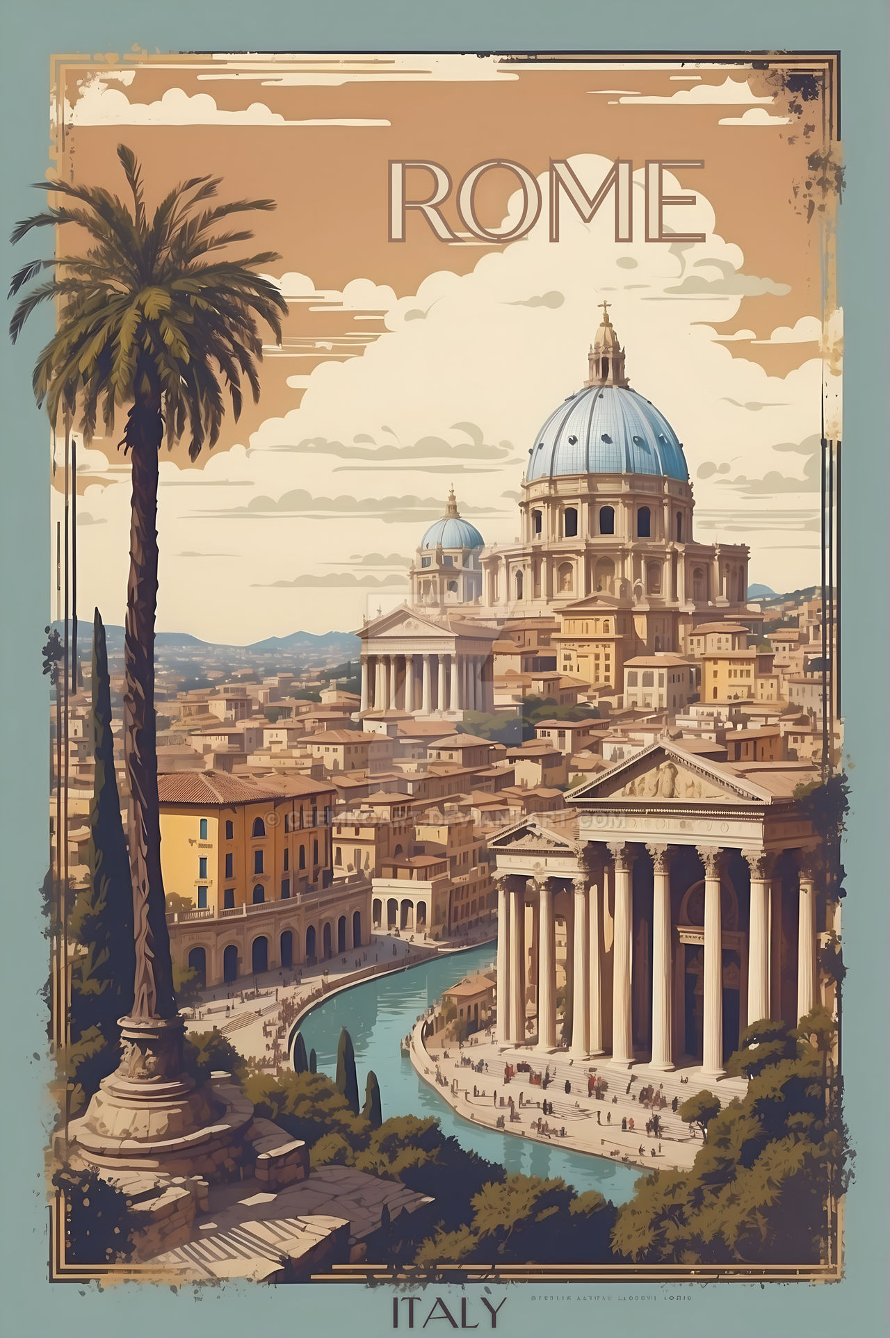 Antque Rome Poster Eternal Rome Vibes: Vintage Travel Poster by CeemkoArt on DeviantArt
