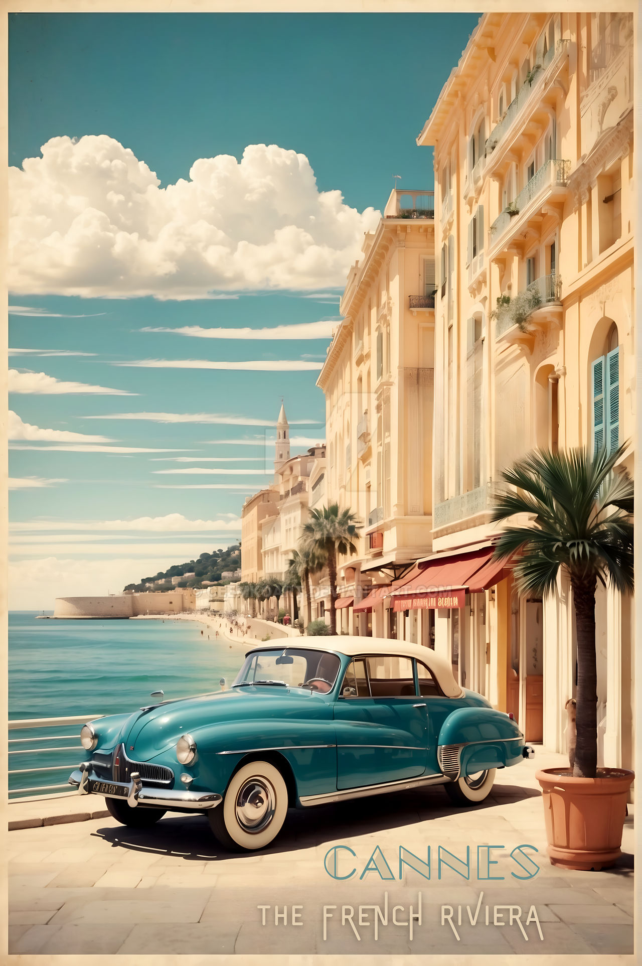 Sun-Kissed Splendor: Vintage Cannes Travel Poster by CeemkoArt on DeviantArt