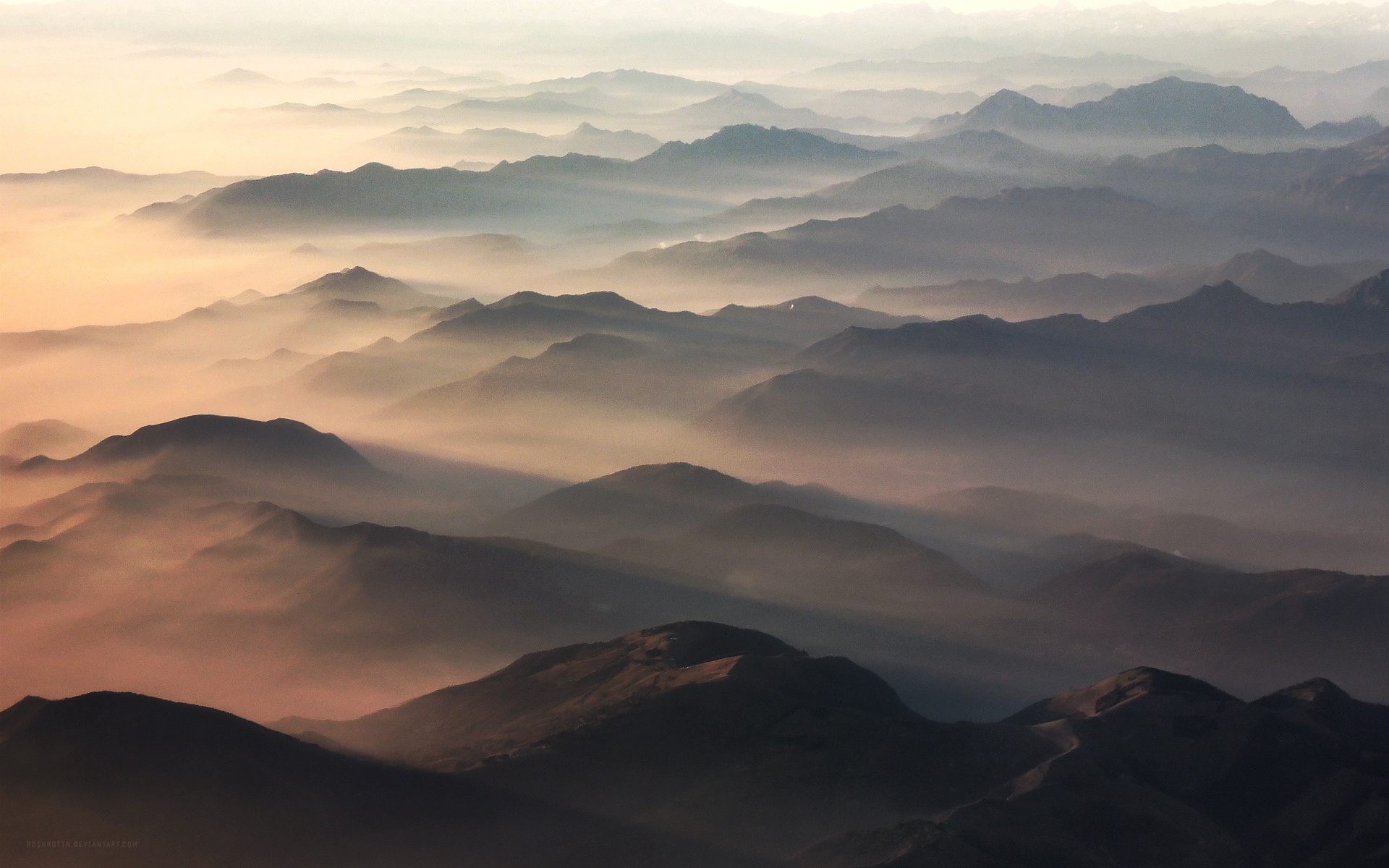 Evening among the Alps - Wallpaper