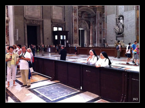 Nuns observing the tourists