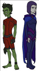 Beast Boy and Raven by Budotty [colored]