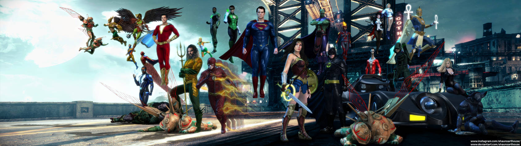 Justice League DCEU CW Dual Screen Wallpaper