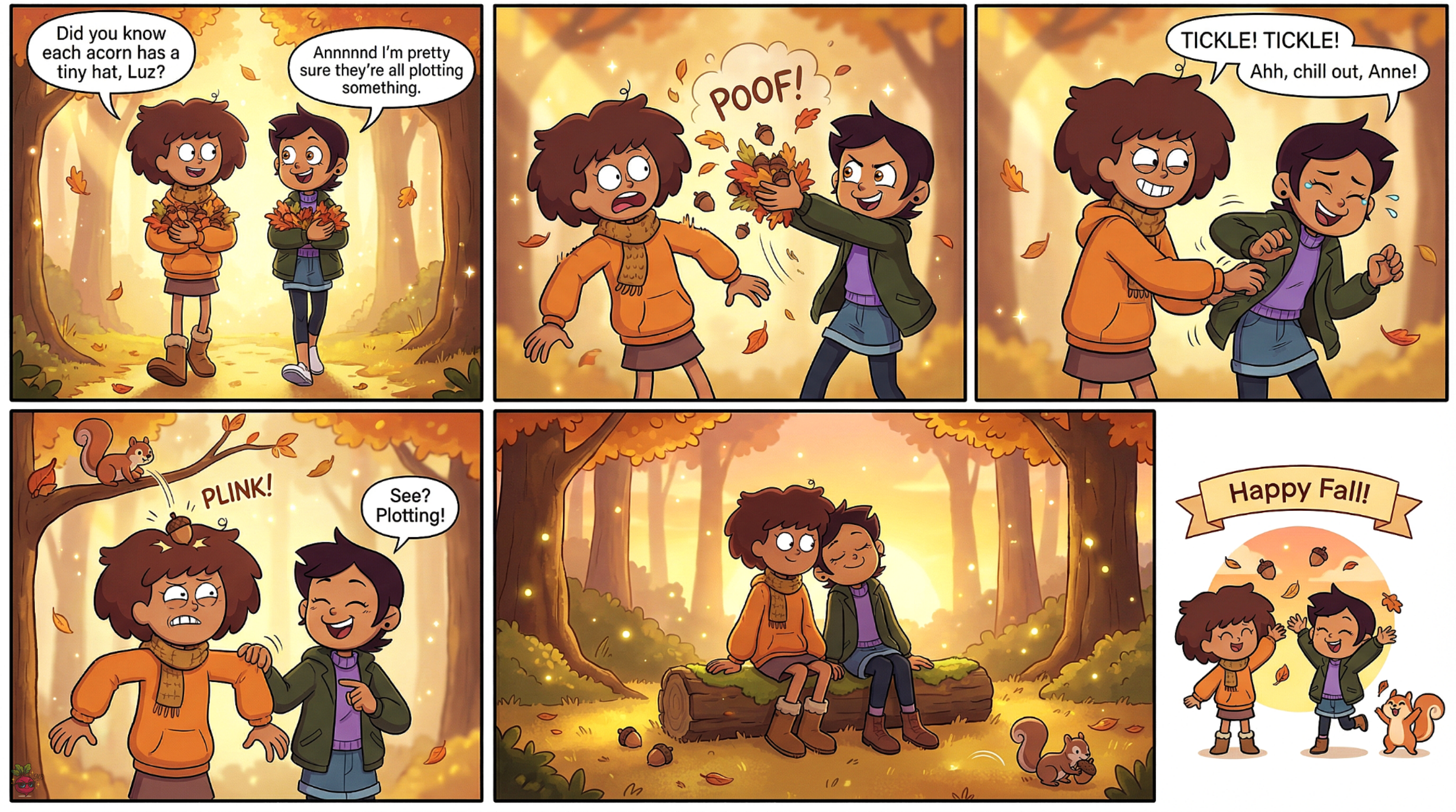 Fall Commic Acorns With Hats! - Anne And Luz Fall Comic by MysteryBeet on DeviantArt
