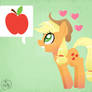 That pony sure loves apples!