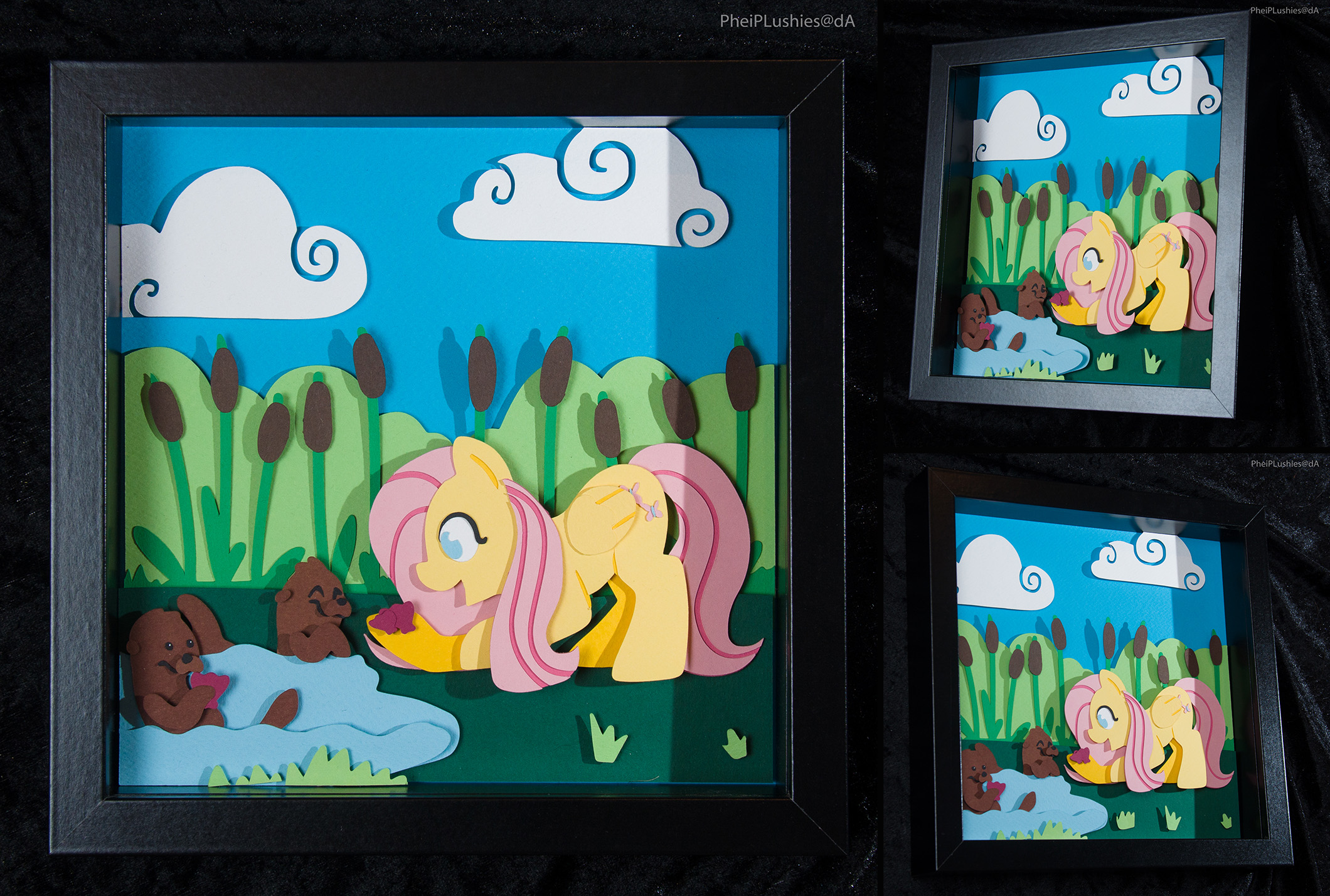 Fluttershy Feeding the Otters Shadowbox