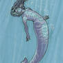 Mermaid On Blue Paper