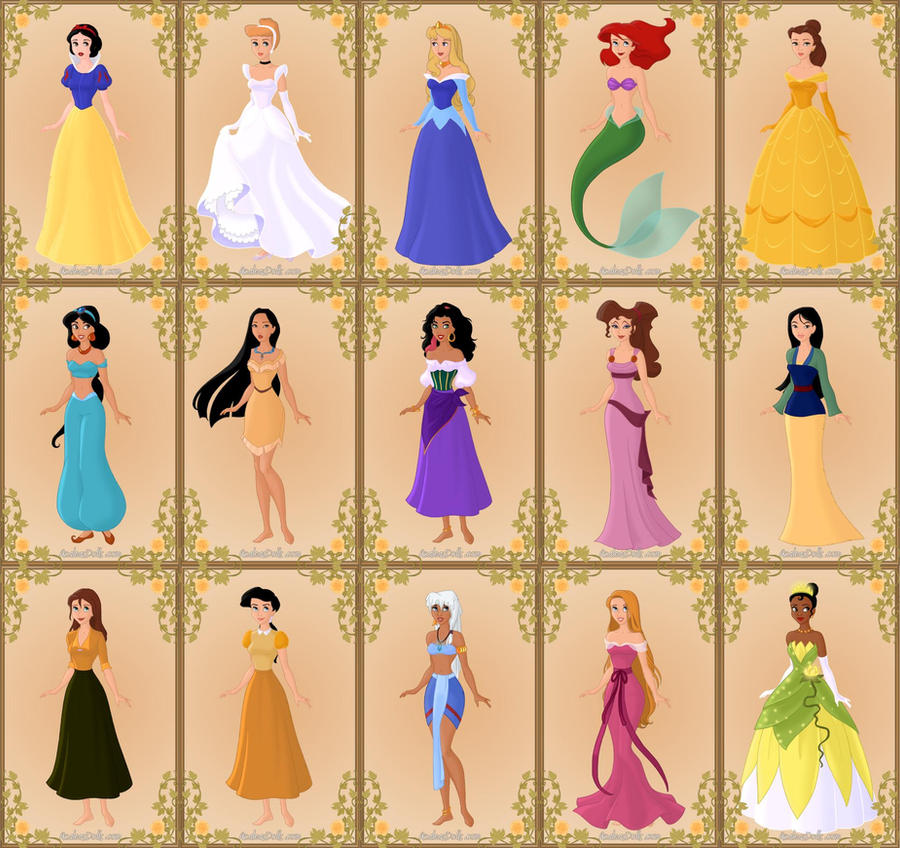 disney princess dresses list Disney princess in order