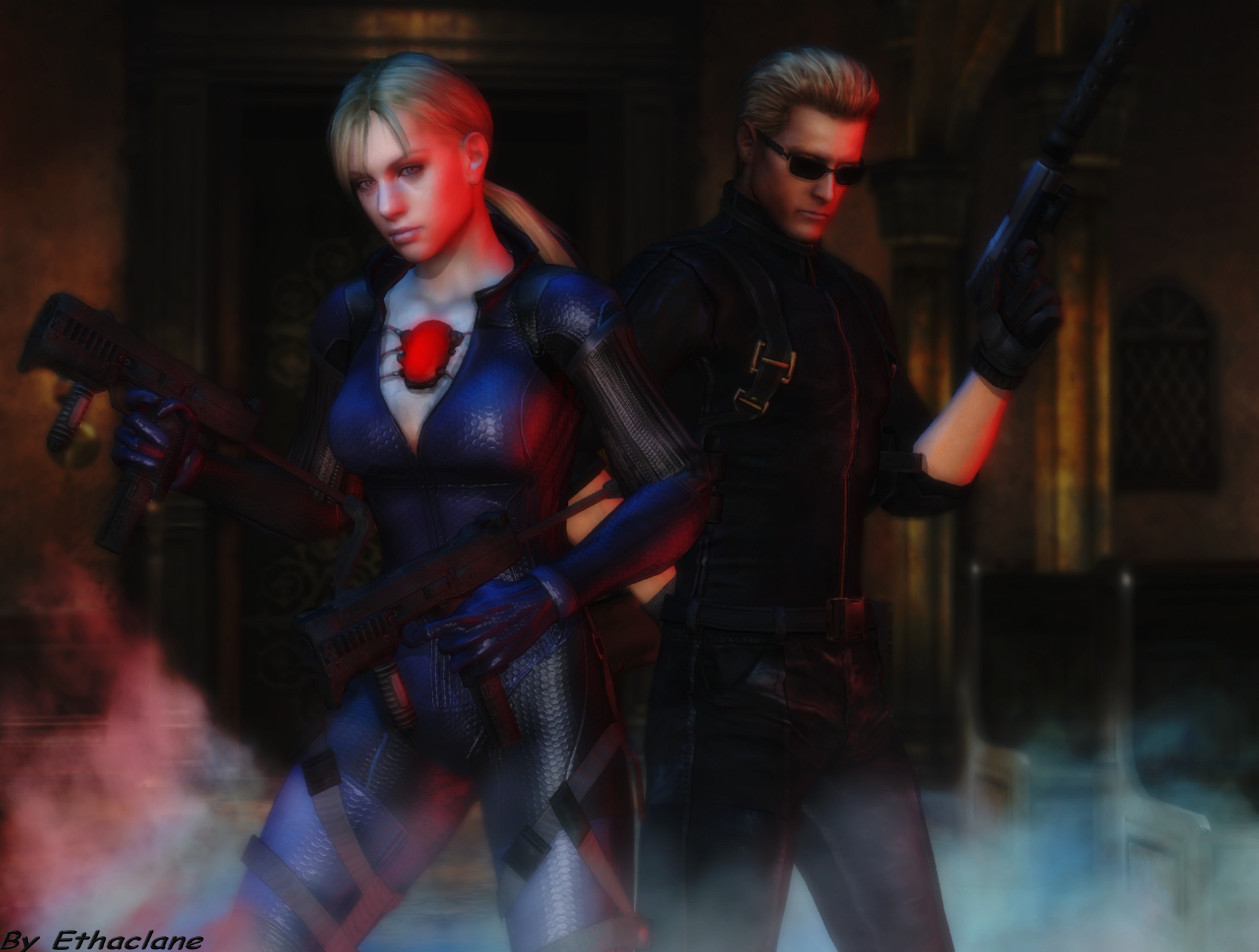 Resident evil wallpaper Jill and Wesker