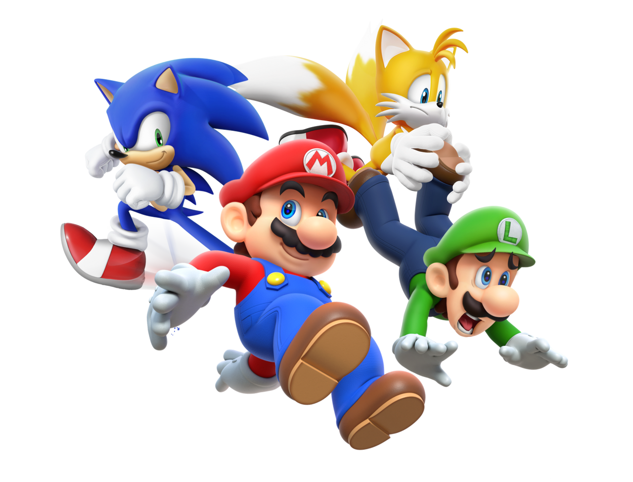 Mario, Luigi, Sonic and Tails Render by LETS-A-GO64 on DeviantArt