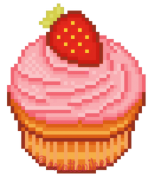 pixel art: strawberry cupcake