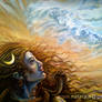 Shiva's face in oil