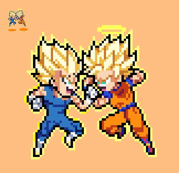 Pixilart - Majin Vegeta Vs SSJ2 Goku base by Infiniteanime