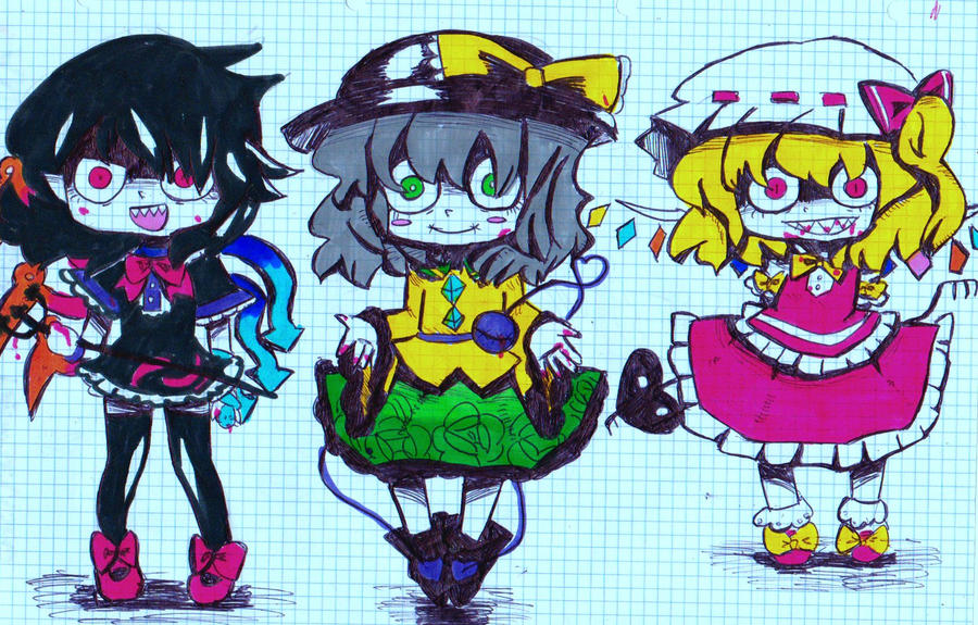 Flandre , Nue and Koishi yandere