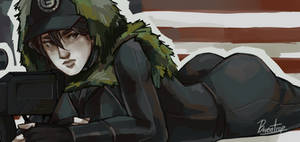 Arin lying down with ghillie