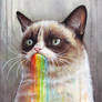 Grumpy Cat Tastes the Rainbow
