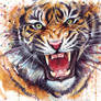 Ferocious Tiger Watercolor Painting