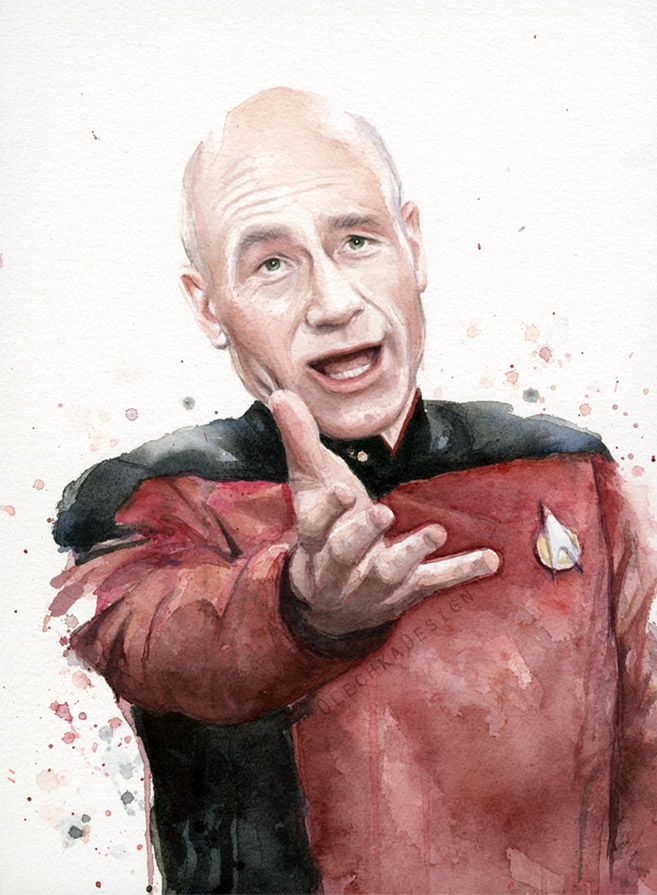 Annoyed Picard Meme, Watercolor