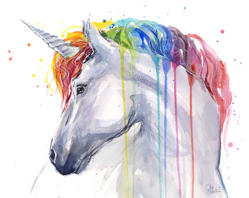 Rainbow Unicorn Watercolor