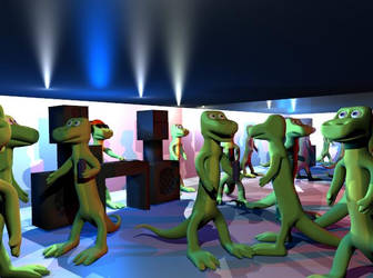 Lizard dance party