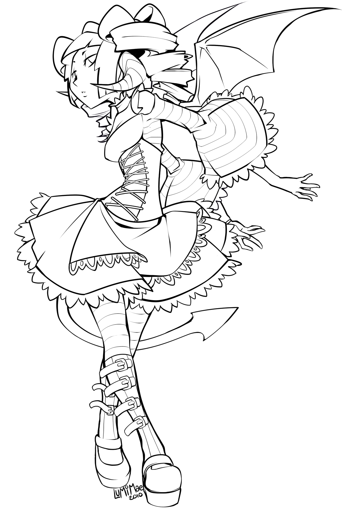 Succubus Lolita lineart by lumi-mae