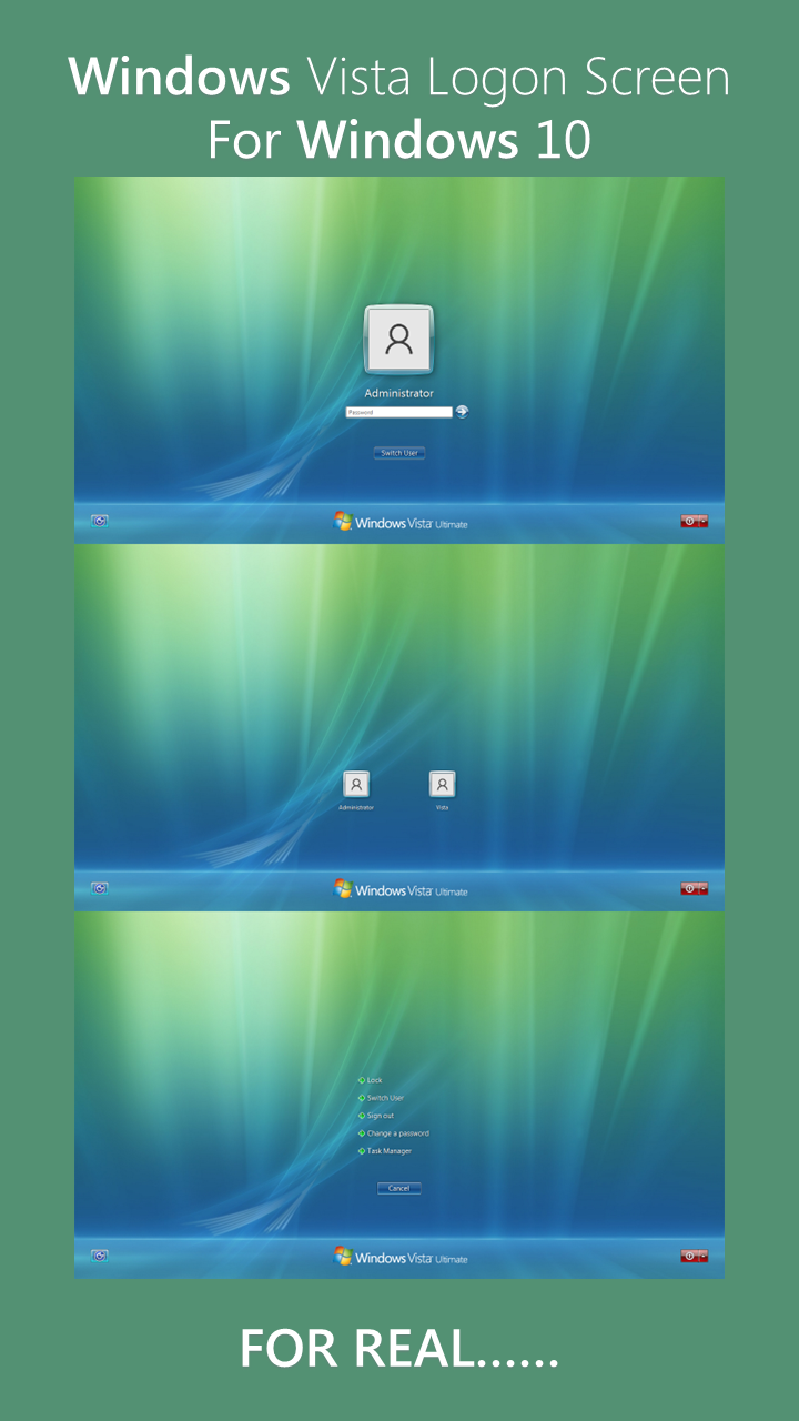Vista Screen Example Vista Logon Screen for Windows 10 (for REAL) by NewInfinitePro on ...