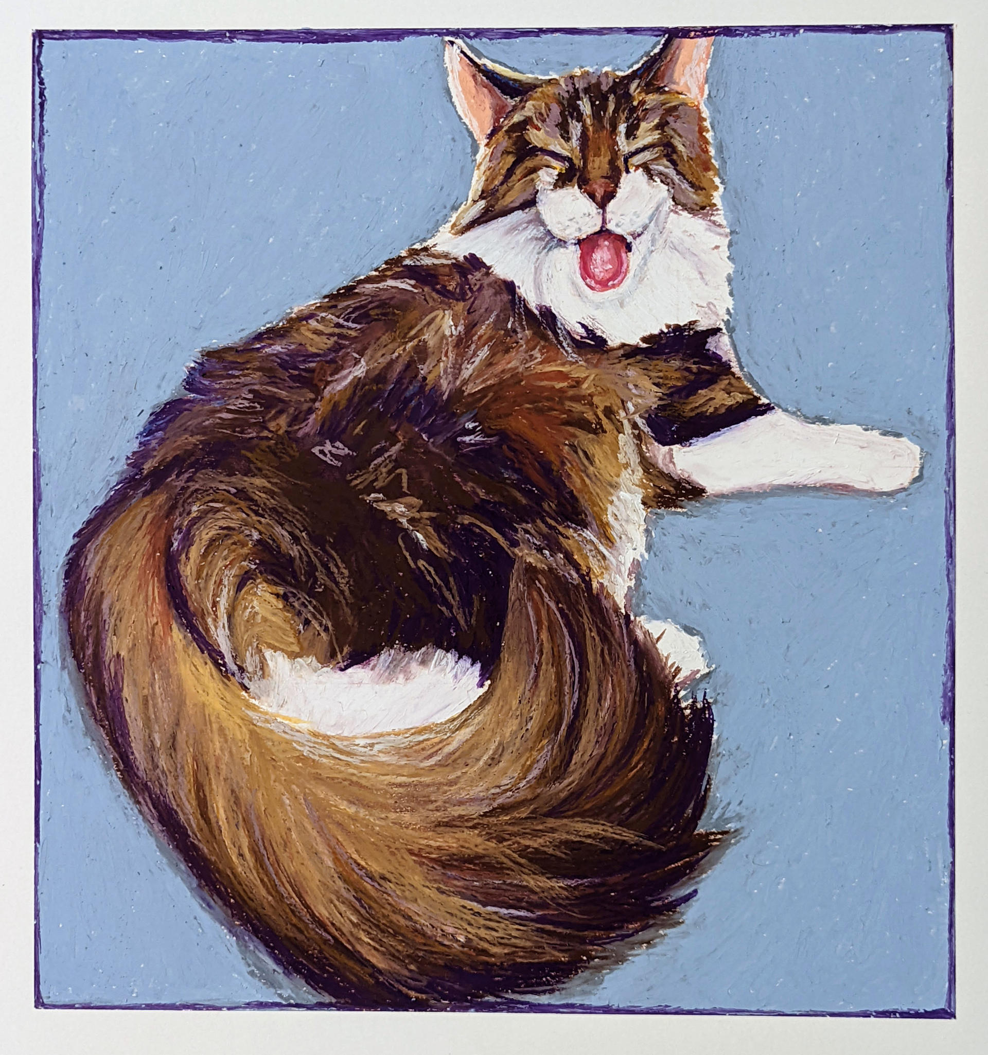 Yawning cat ~ Oil pastel drawing by Meeske on DeviantArt Yawning cat ~ Oil pastel drawing by Meeske on DeviantArt