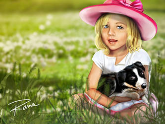 Little Girl and puppy
