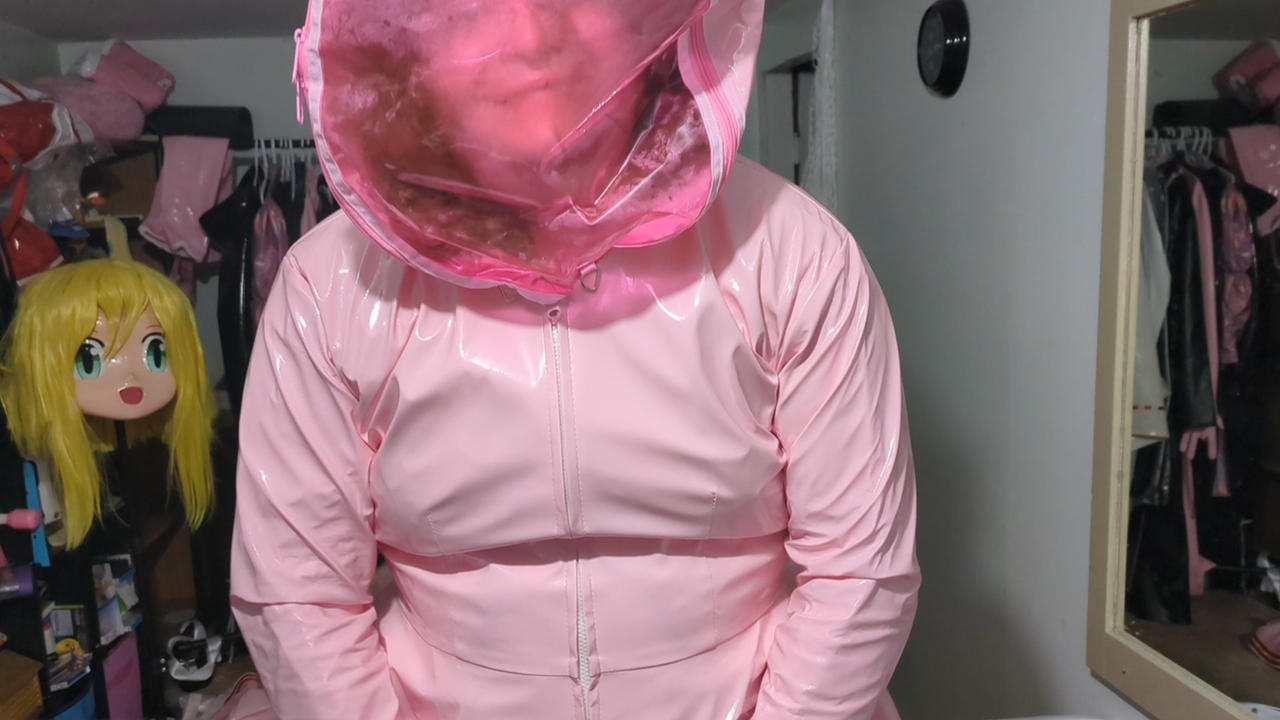 PVC Pink Suit dress Enclosed Hood Breathplay 7 By GracideaClub On pvc-pink-suit-dress-enclosed-hood-breathplay-7-by-gracideaclub-on