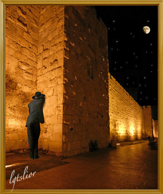 City Wall Of Jerusalem-Praying By Night by Lior-Art