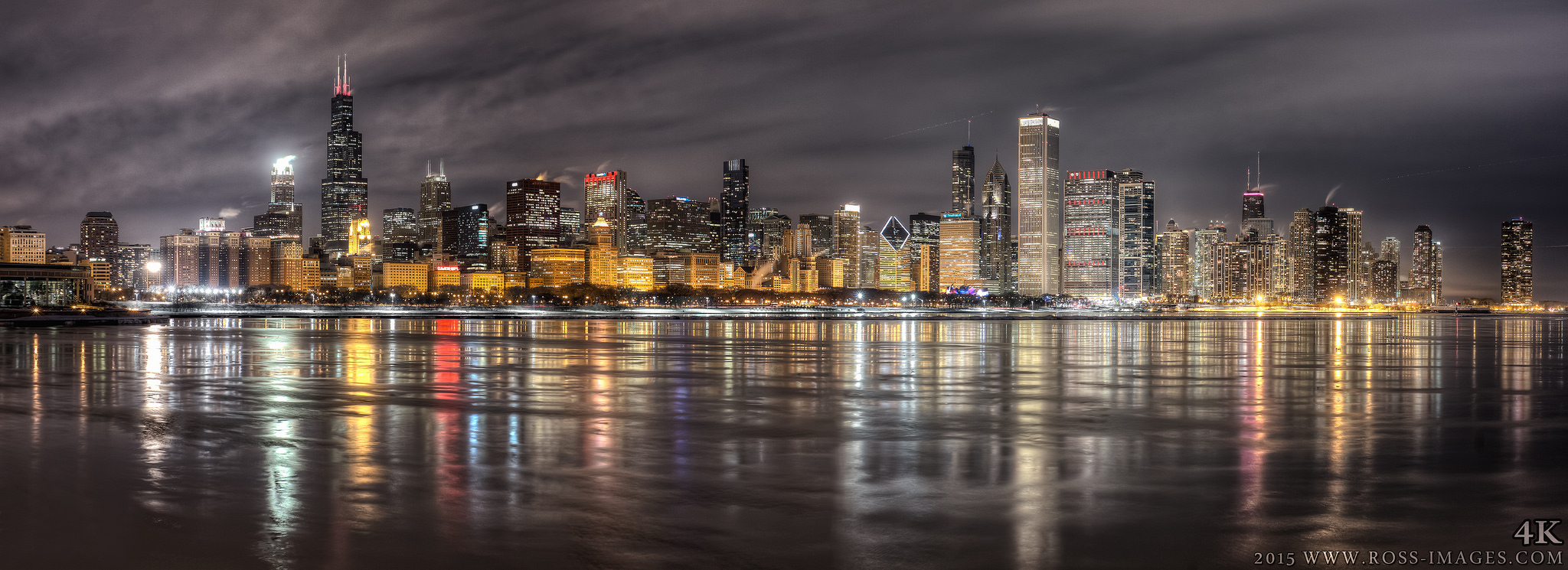 Chicago Skyline - night HDR Panoramic - Feb 2015